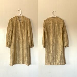 𝅺VINTAGE Stephan Casuals Gold 1/2 Button Down Dress